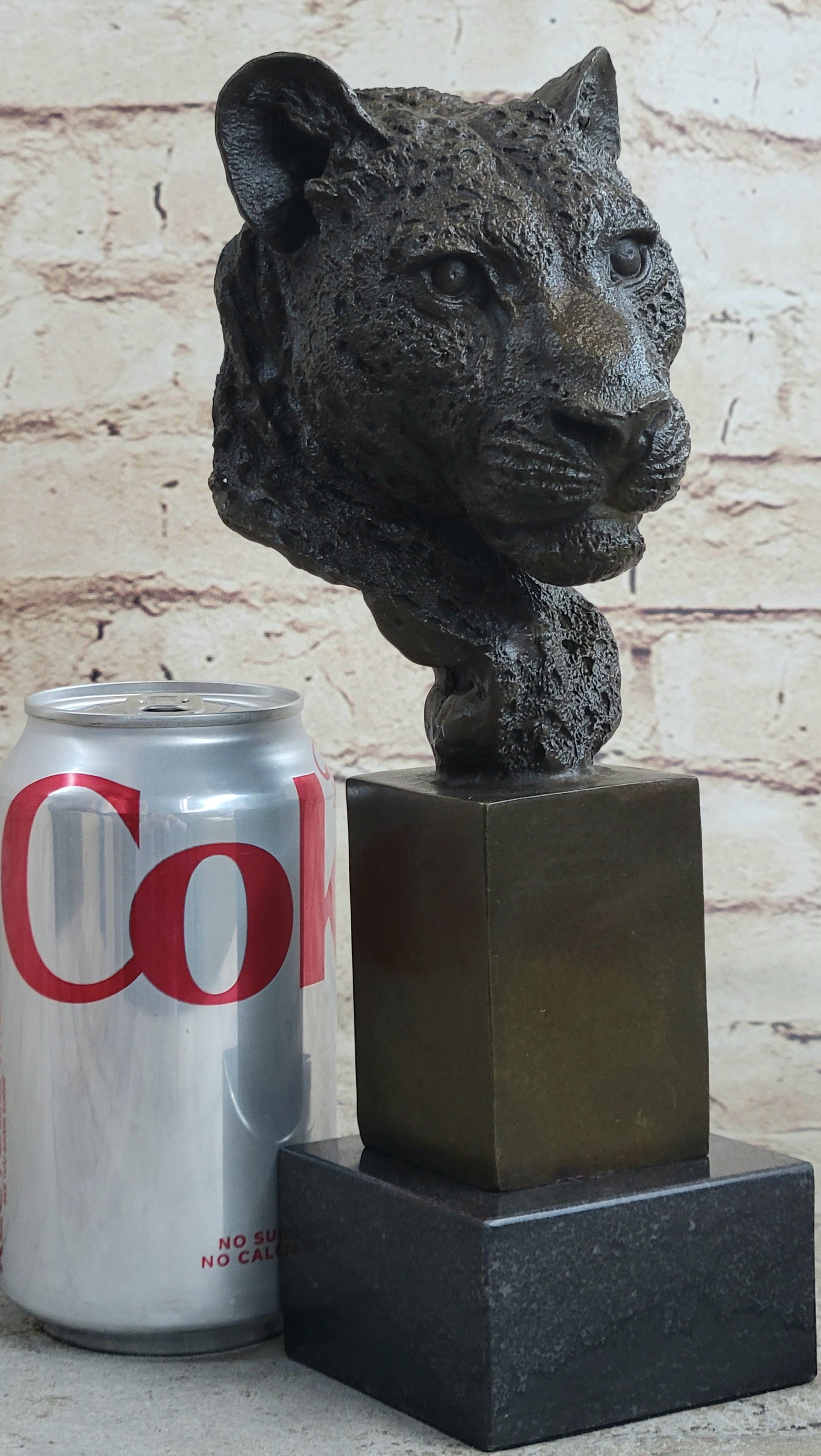 African Cheetah Bronze Bust by Mene - Animal Figure Art