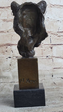 African Cheetah Bronze Bust by Mene - Animal Figure Art