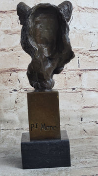 African Cheetah Bronze Bust by Mene - Animal Figure Art