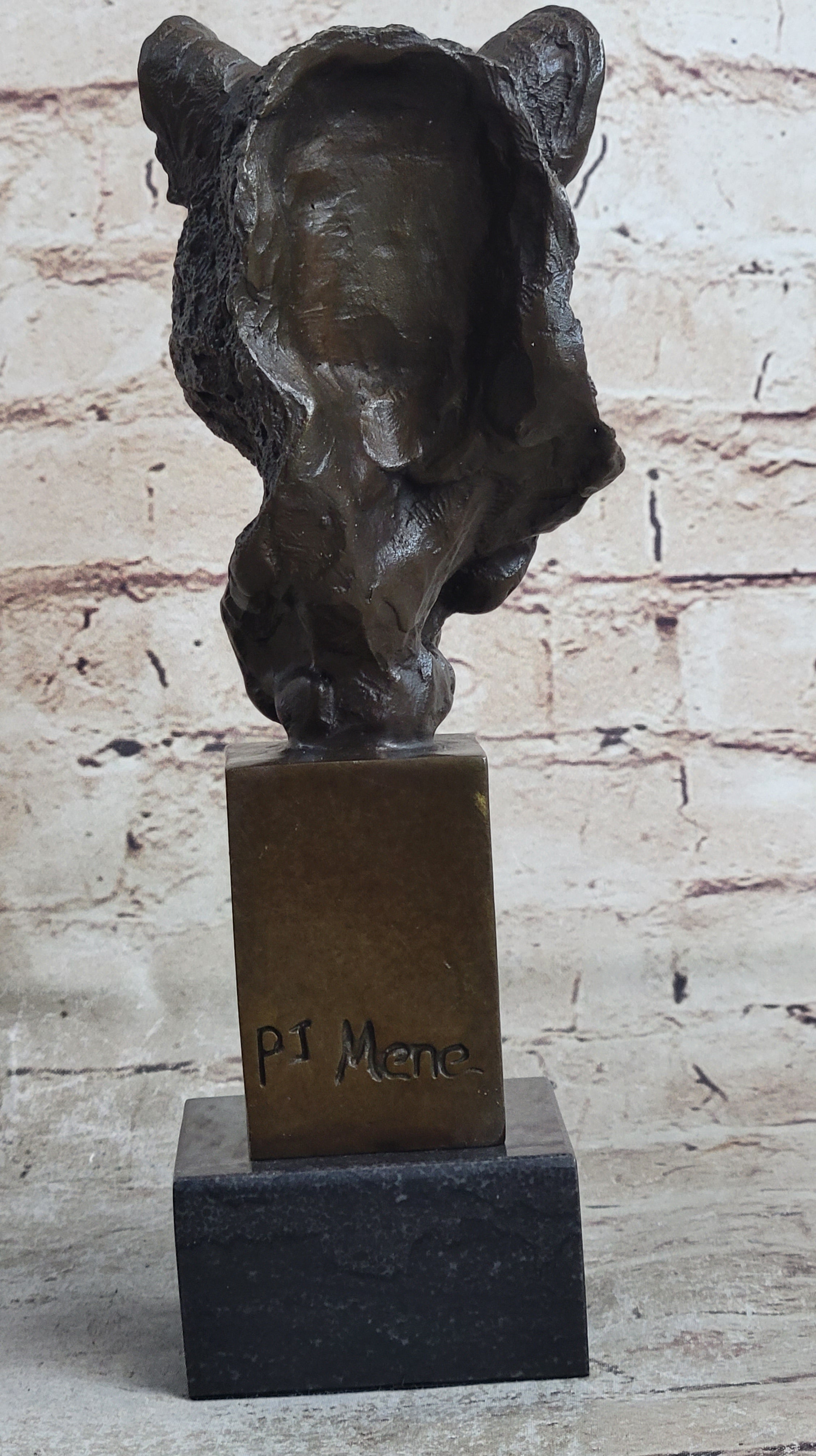 African Cheetah Bronze Bust by Mene - Animal Figure Art