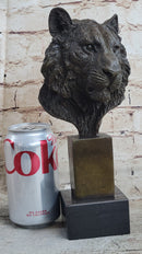 Tiger Bronze Metal Bust Sculpture Tiger's Head Marble Base 10" x 5"