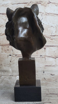 Tiger Bronze Metal Bust Sculpture Tiger's Head Marble Base 10" x 5"