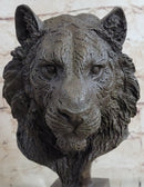Tiger Bronze Metal Bust Sculpture Tiger's Head Marble Base 10" x 5"