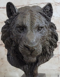 Tiger Bronze Metal Bust Sculpture Tiger's Head Marble Base 10" x 5"