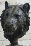 Tiger Bronze Metal Bust Sculpture Tiger's Head Marble Base 10" x 5"