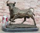 Bronze Bull Sculpture Marble Base Abstract Art Deco