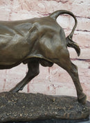 Bronze Bull Sculpture Marble Base Abstract Art Deco