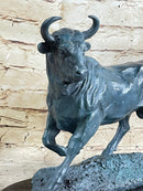 Wall Street Bull Green Patina Bronze 11" x 16" Sculpture