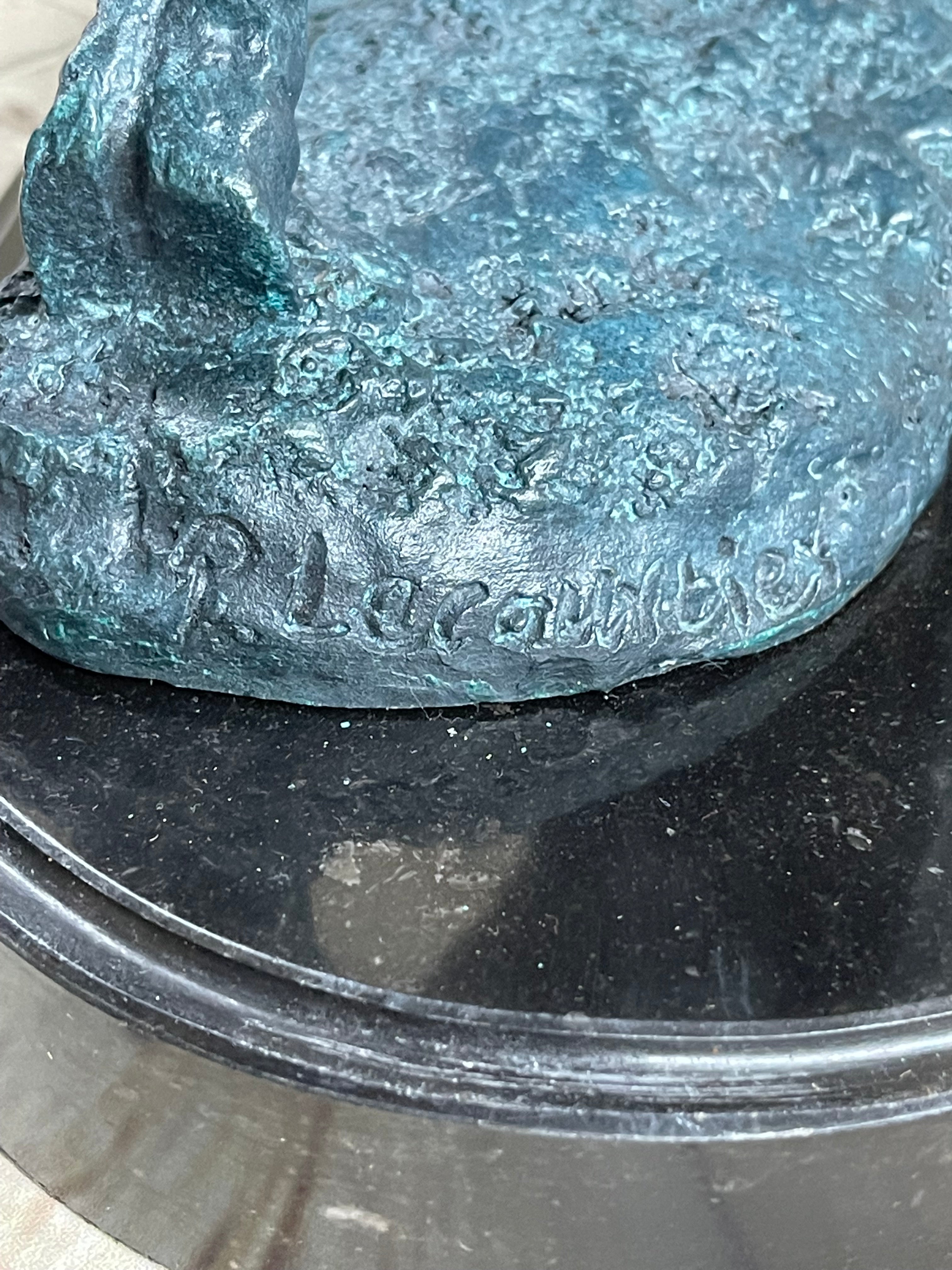 Wall Street Bull Green Patina Bronze 11" x 16" Sculpture