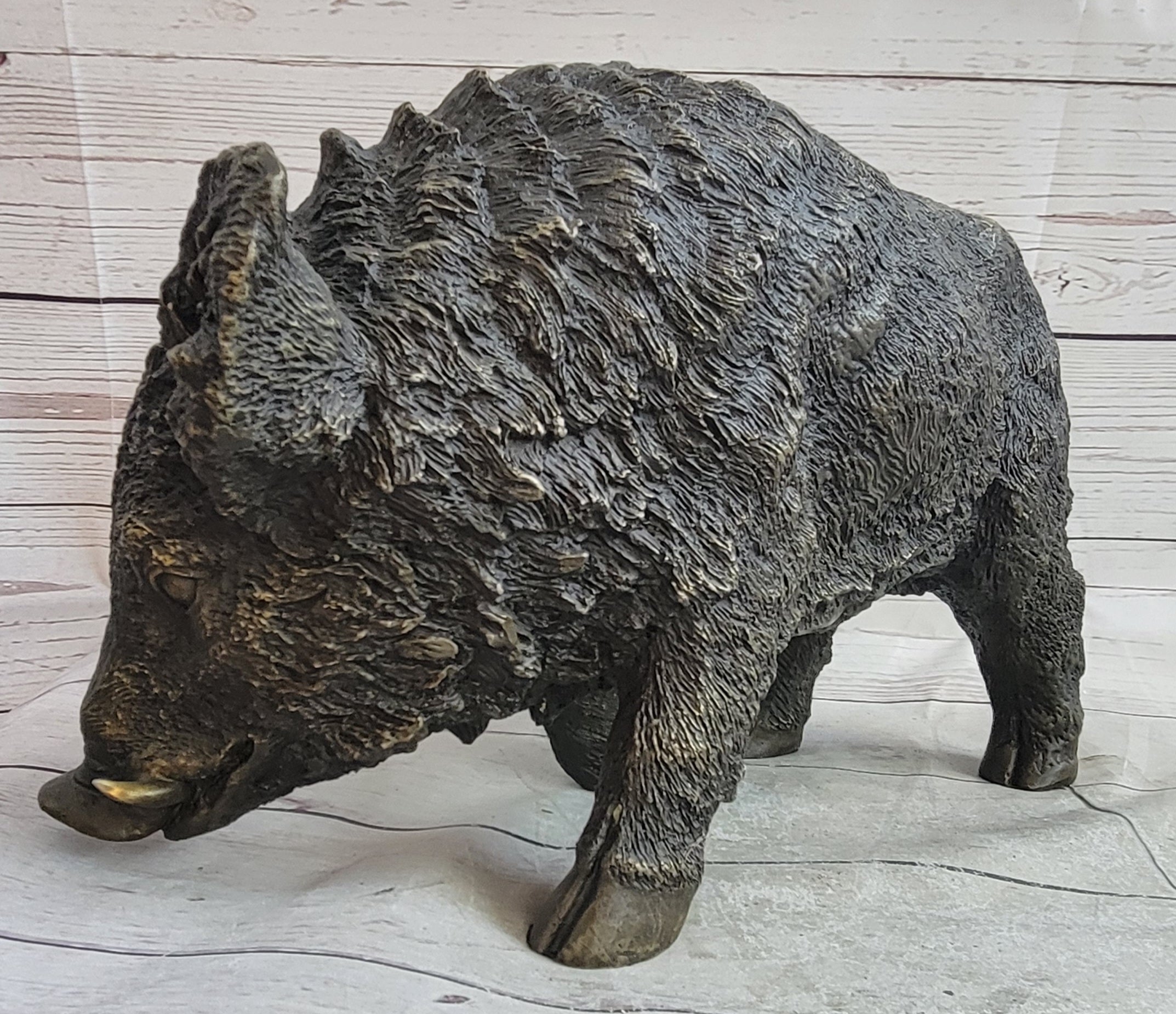 Wild Boar Feral Hog Bronze Sculpture