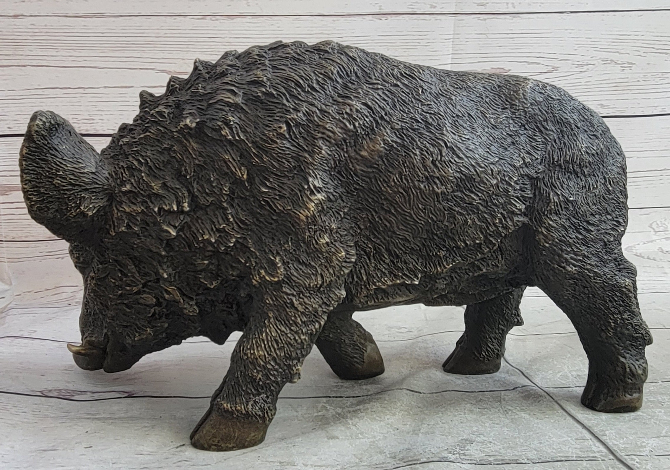 Wild Boar Feral Hog Bronze Sculpture