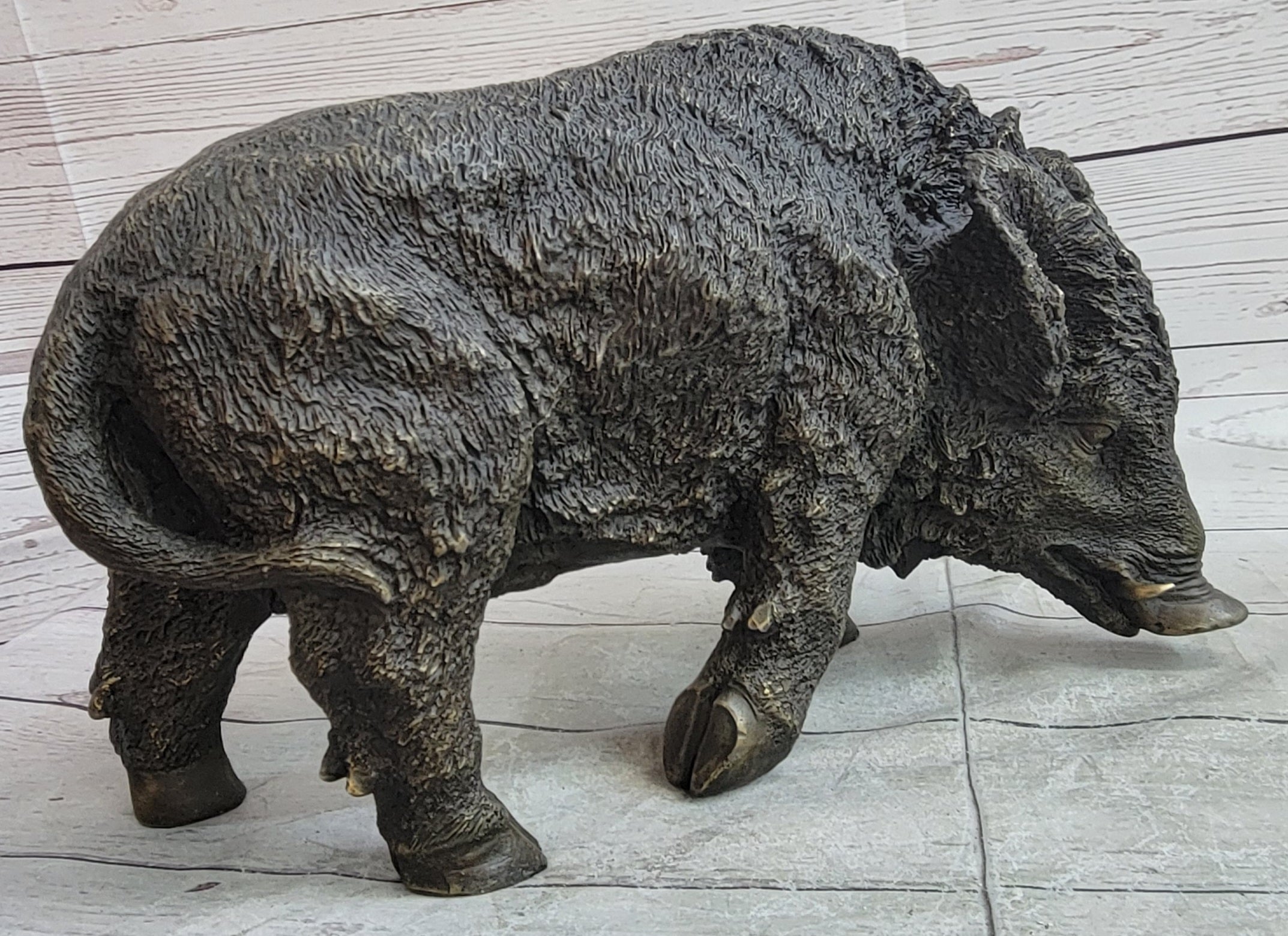 Wild Boar Feral Hog Bronze Sculpture