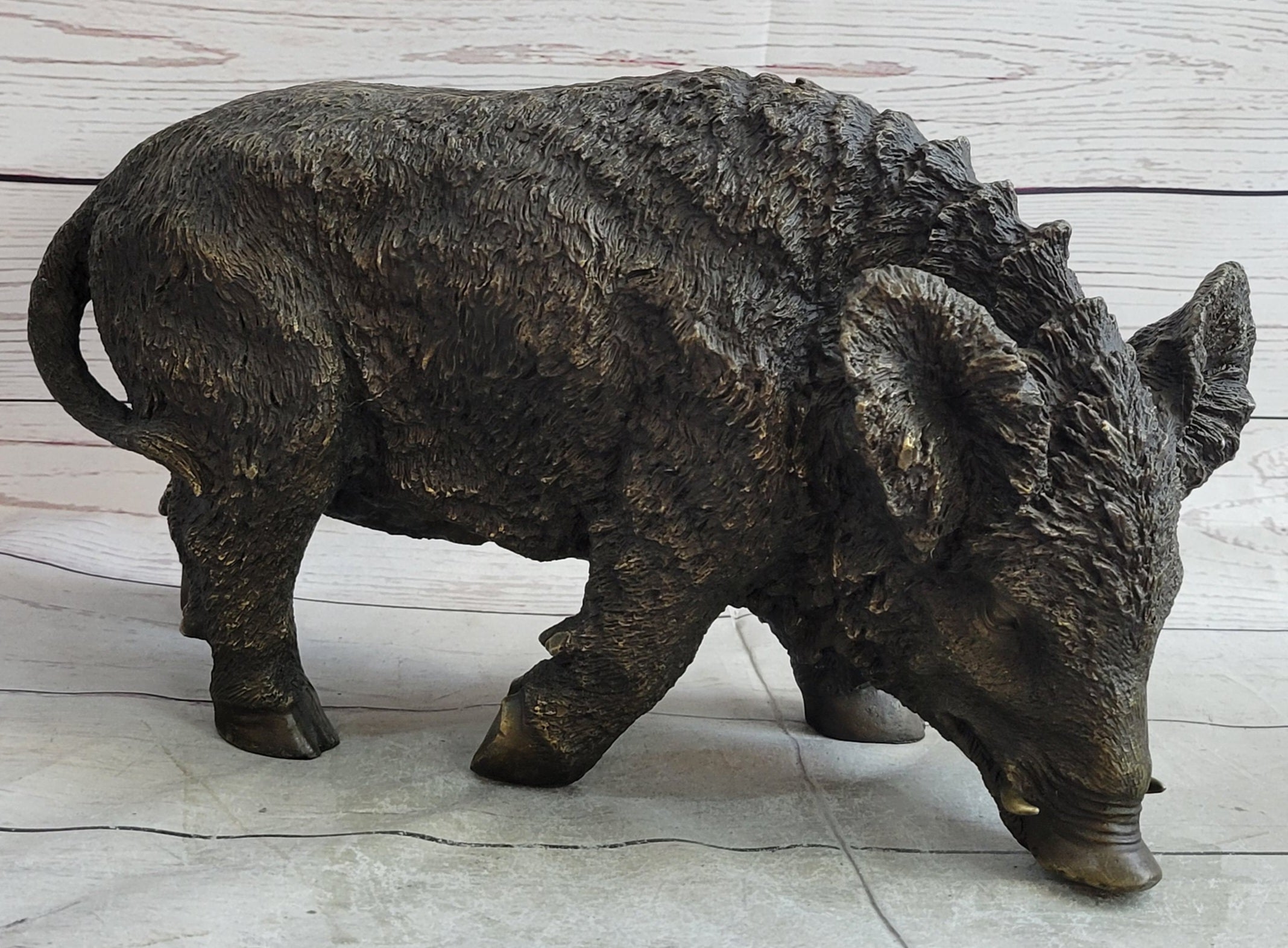 Wild Boar Feral Hog Bronze Sculpture