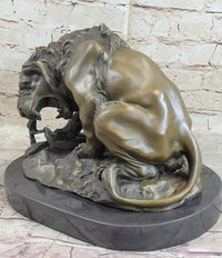 Hot Cast Bronze Sculpture Lion vs Snake Serpent Sale