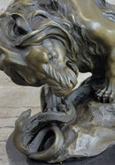 Hot Cast Bronze Sculpture Lion vs Snake Serpent Sale