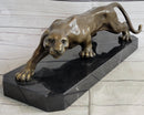 Cougar Puma Panther Mountain Lion Bronze Sculpture on Marble Base