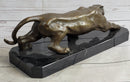Cougar Puma Panther Mountain Lion Bronze Sculpture on Marble Base