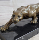 Cougar Puma Panther Mountain Lion Bronze Sculpture on Marble Base