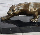 Cougar Puma Panther Mountain Lion Bronze Sculpture on Marble Base