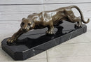 Cougar Puma Panther Mountain Lion Bronze Sculpture on Marble Base