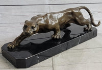 Cougar Puma Panther Mountain Lion Bronze Sculpture on Marble Base