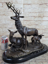 Bronze Marble Elk Deer Caribou Buck Stag Lodge Sculpture