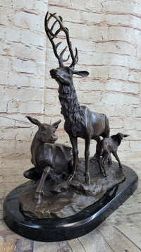 Bronze Marble Elk Deer Caribou Buck Stag Lodge Sculpture