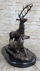 Bronze Marble Elk Deer Caribou Buck Stag Lodge Sculpture