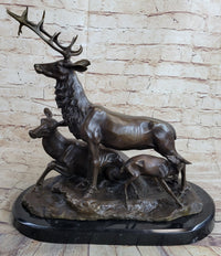 Bronze Marble Elk Deer Caribou Buck Stag Lodge Sculpture
