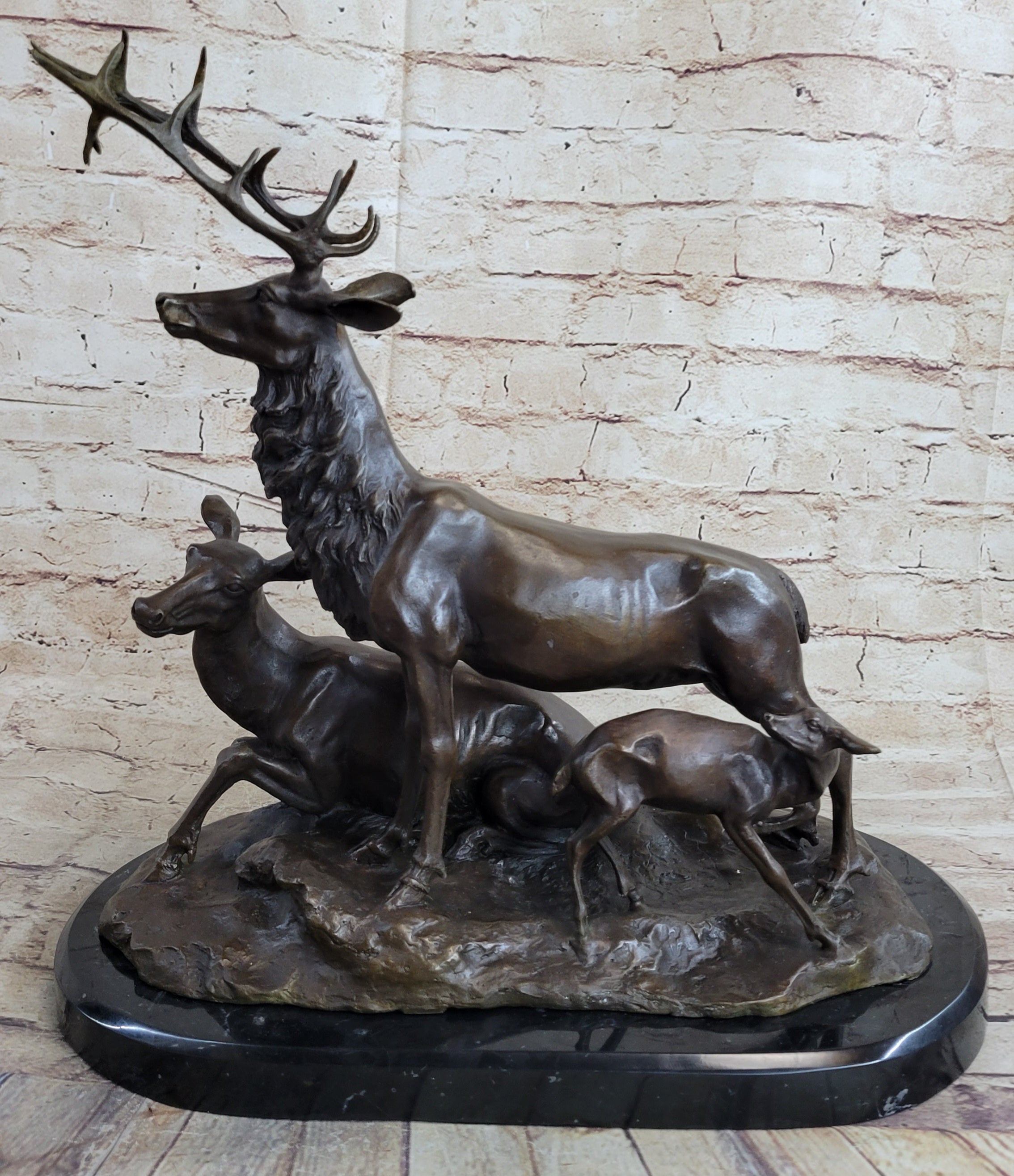 Bronze Marble Elk Deer Caribou Buck Stag Lodge Sculpture