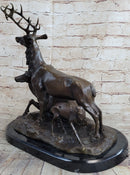 Bronze Marble Elk Deer Caribou Buck Stag Lodge Sculpture