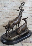 Bronze Marble Elk Deer Caribou Buck Stag Lodge Sculpture