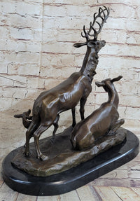 Bronze Marble Elk Deer Caribou Buck Stag Lodge Sculpture