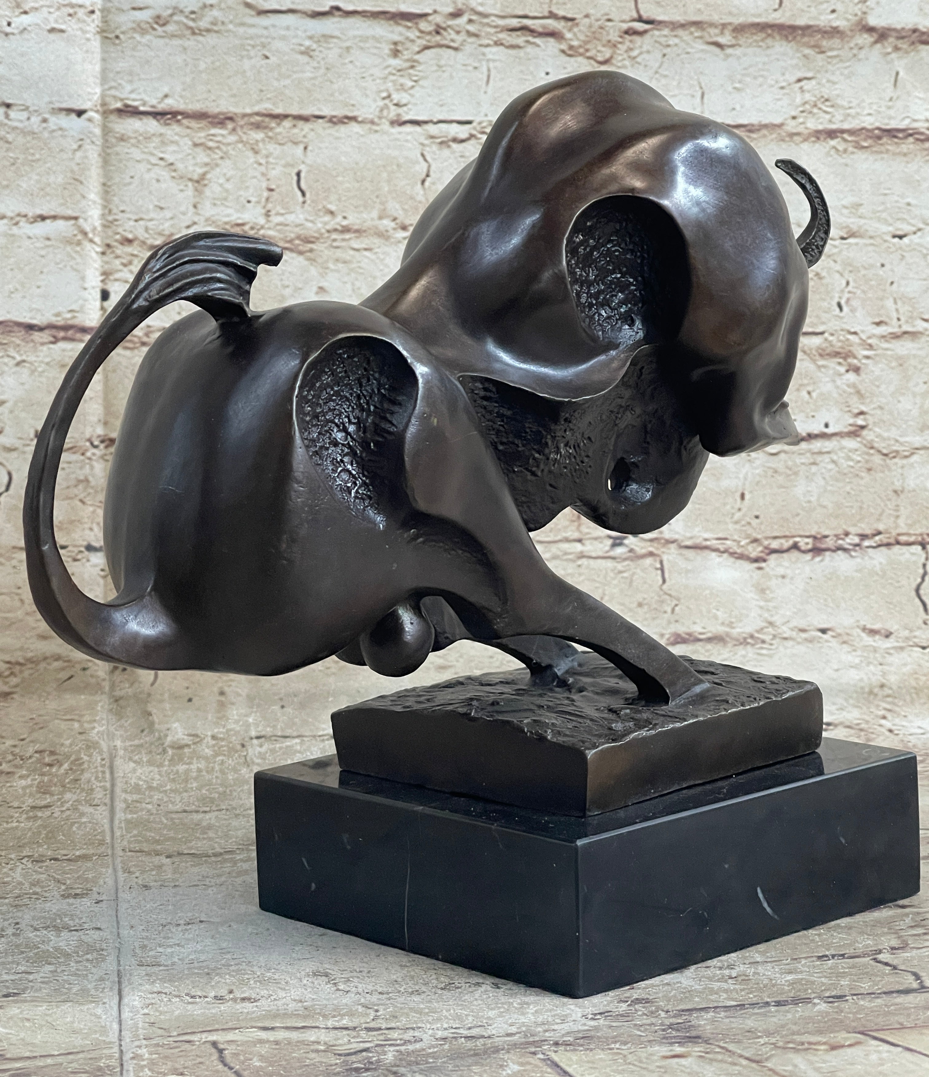 Milo Modern Art Bull Bronze Figure Abstract Mid Century