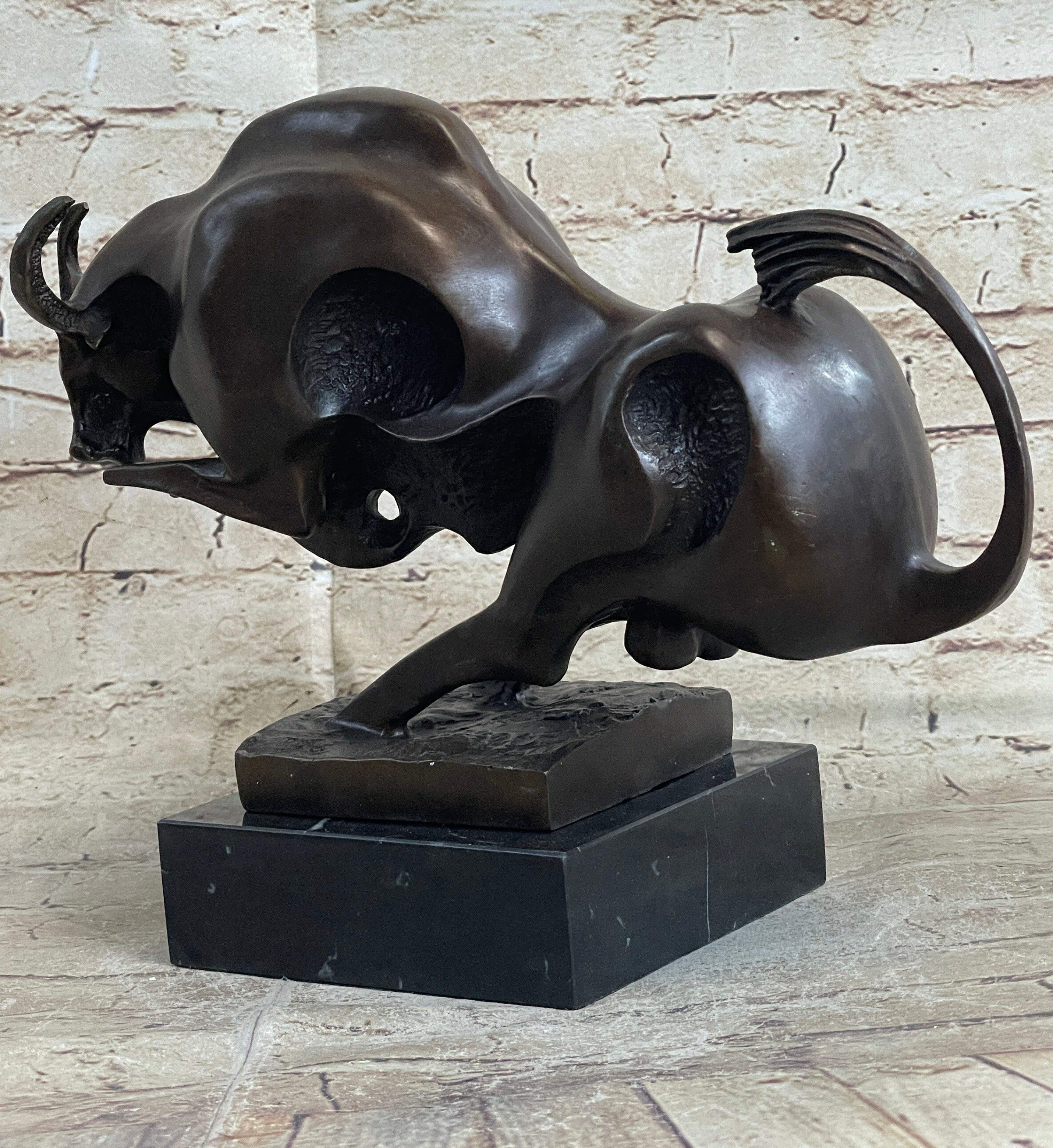 Milo Modern Art Bull Bronze Figure Abstract Mid Century