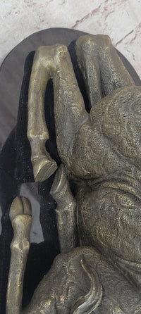 African Graceful Giraffe Sitting Bronze Sculpture Signed Marble Base