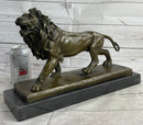 African Lion Bronze Sculpture by Milo with Marble Base