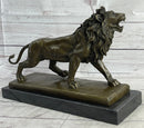 African Lion Bronze Sculpture by Milo with Marble Base