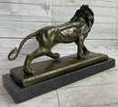 African Lion Bronze Sculpture by Milo with Marble Base