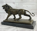 African Lion Bronze Sculpture by Milo with Marble Base