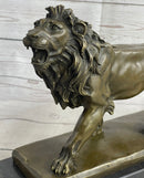 African Lion Bronze Sculpture by Milo with Marble Base