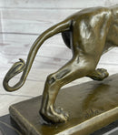 African Lion Bronze Sculpture by Milo with Marble Base