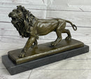 African Lion Bronze Sculpture by Milo with Marble Base