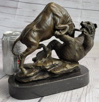 Wall Street Bull vs Bear Market Bronze Metal Sculpture 9" x 11"