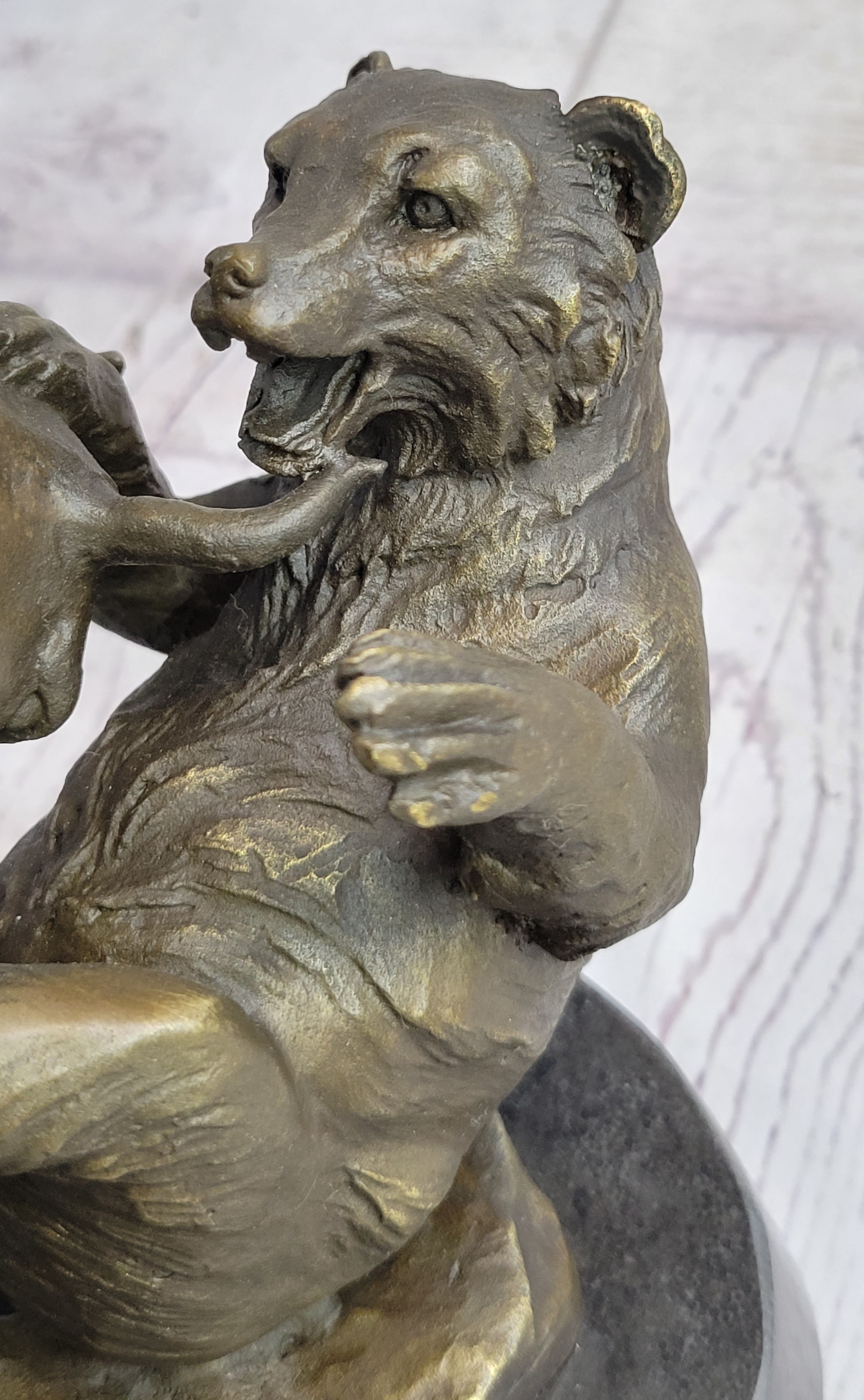 Wall Street Bull vs Bear Market Bronze Metal Sculpture 9" x 11"