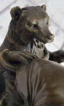 Wall Street Bull vs Bear Market Bronze Metal Sculpture 9" x 11"