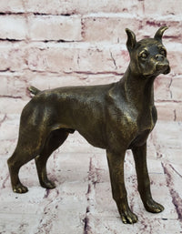 Boxer Dog Bronze Metal Sculpture Signed Art 8" x 9"