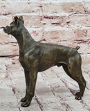 Boxer Dog Bronze Metal Sculpture Signed Art 8" x 9"