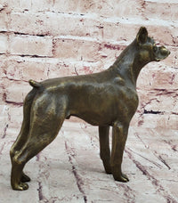 Boxer Dog Bronze Metal Sculpture Signed Art 8" x 9"