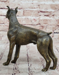 Boxer Dog Bronze Metal Sculpture Signed Art 8" x 9"